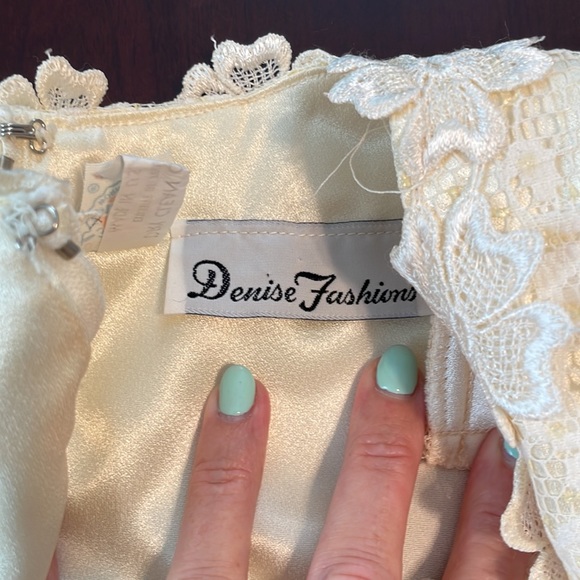 Vintage Denise Fashions Flapper wedding lace formal cream dress 6 - Picture 3 of 13